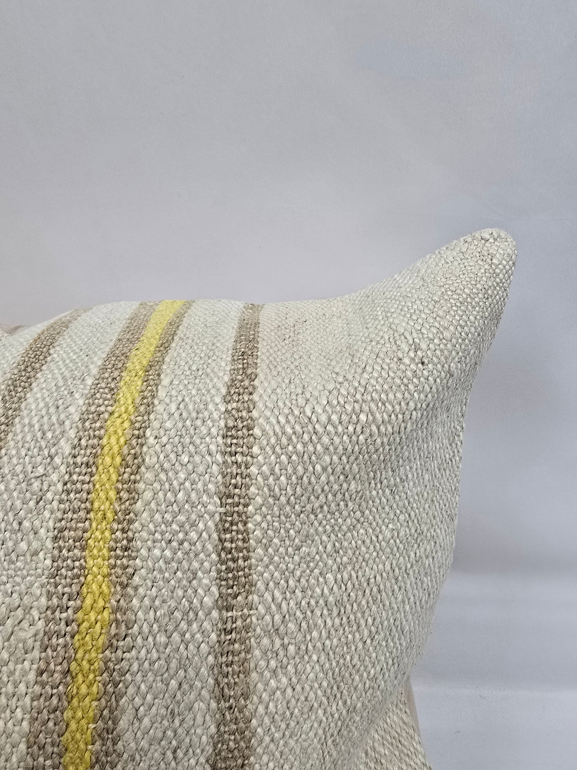 Turkish Hemp Pillow Natural Beige Yellow Brown Pillow Cushion Cover 24" x 24" #9275