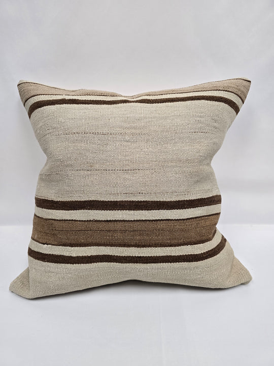 Turkish Hemp Pillow Natural Beige Brown Pillow Cushion Cover 24" x 24" #9269
