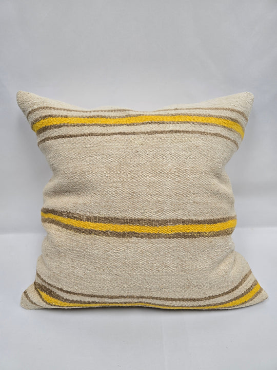 Turkish Hemp Pillow Natural Beige Yellow Brown Pillow Cushion Cover 24" x 24" #9272