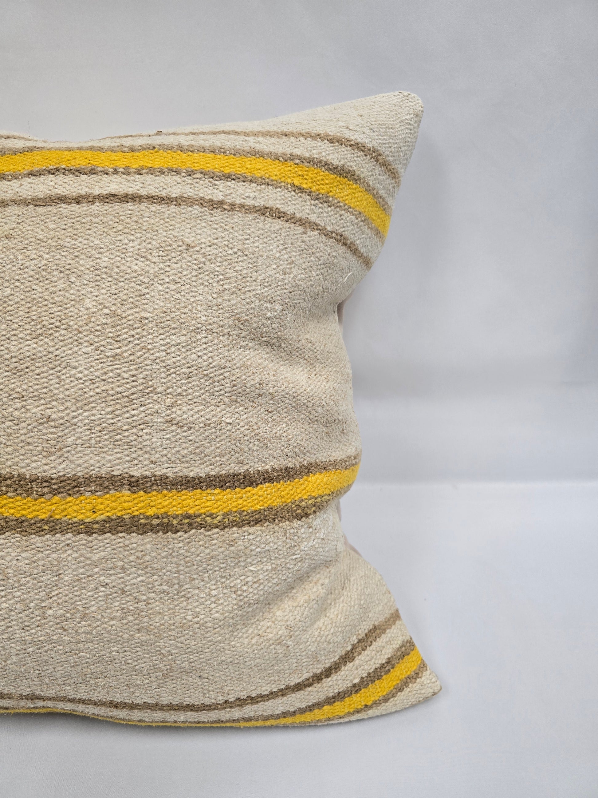 Turkish Hemp Pillow Natural Beige Yellow Brown Pillow Cushion Cover 24" x 24" #9272