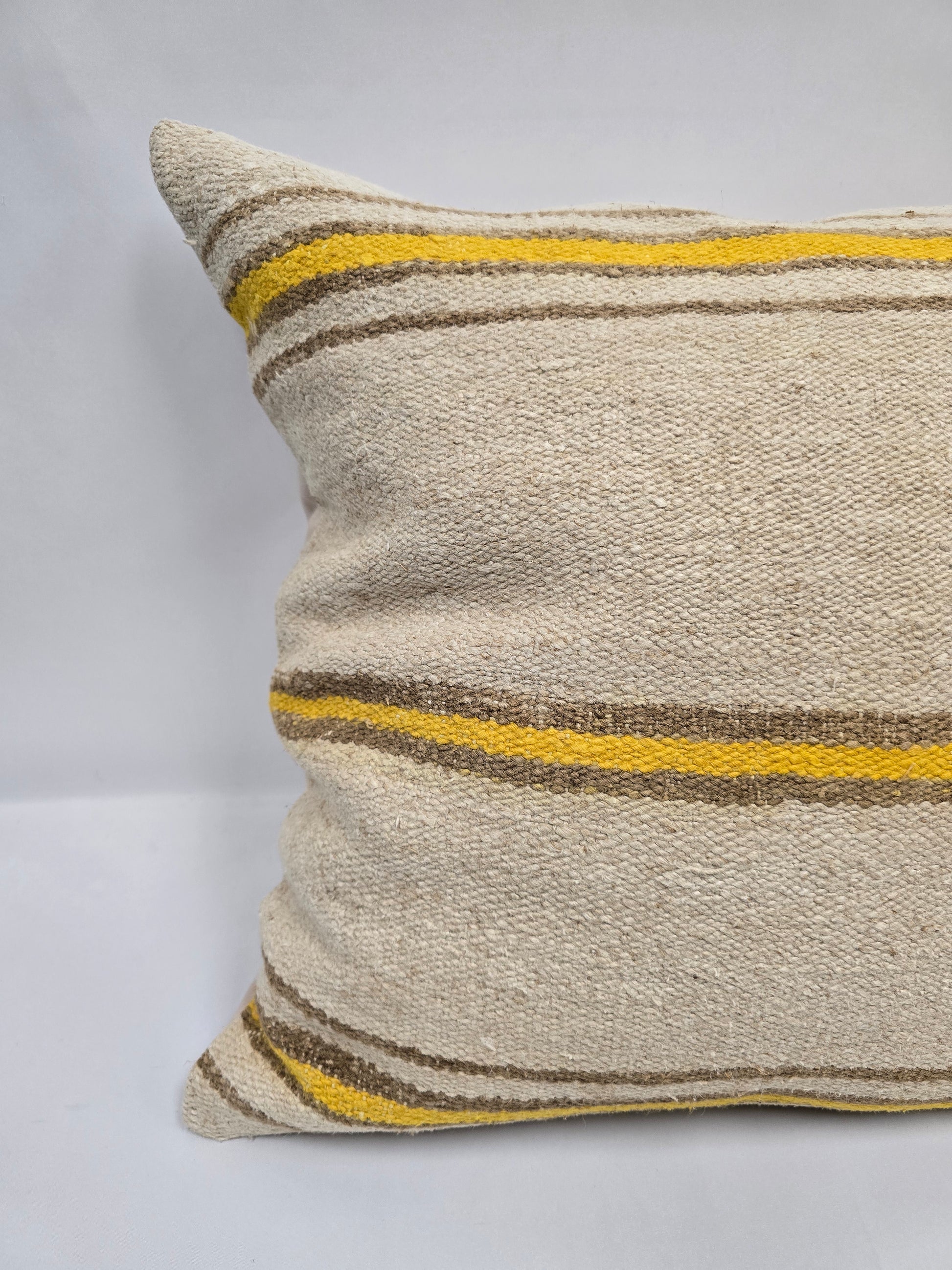 Turkish Hemp Pillow Natural Beige Yellow Brown Pillow Cushion Cover 24" x 24" #9272