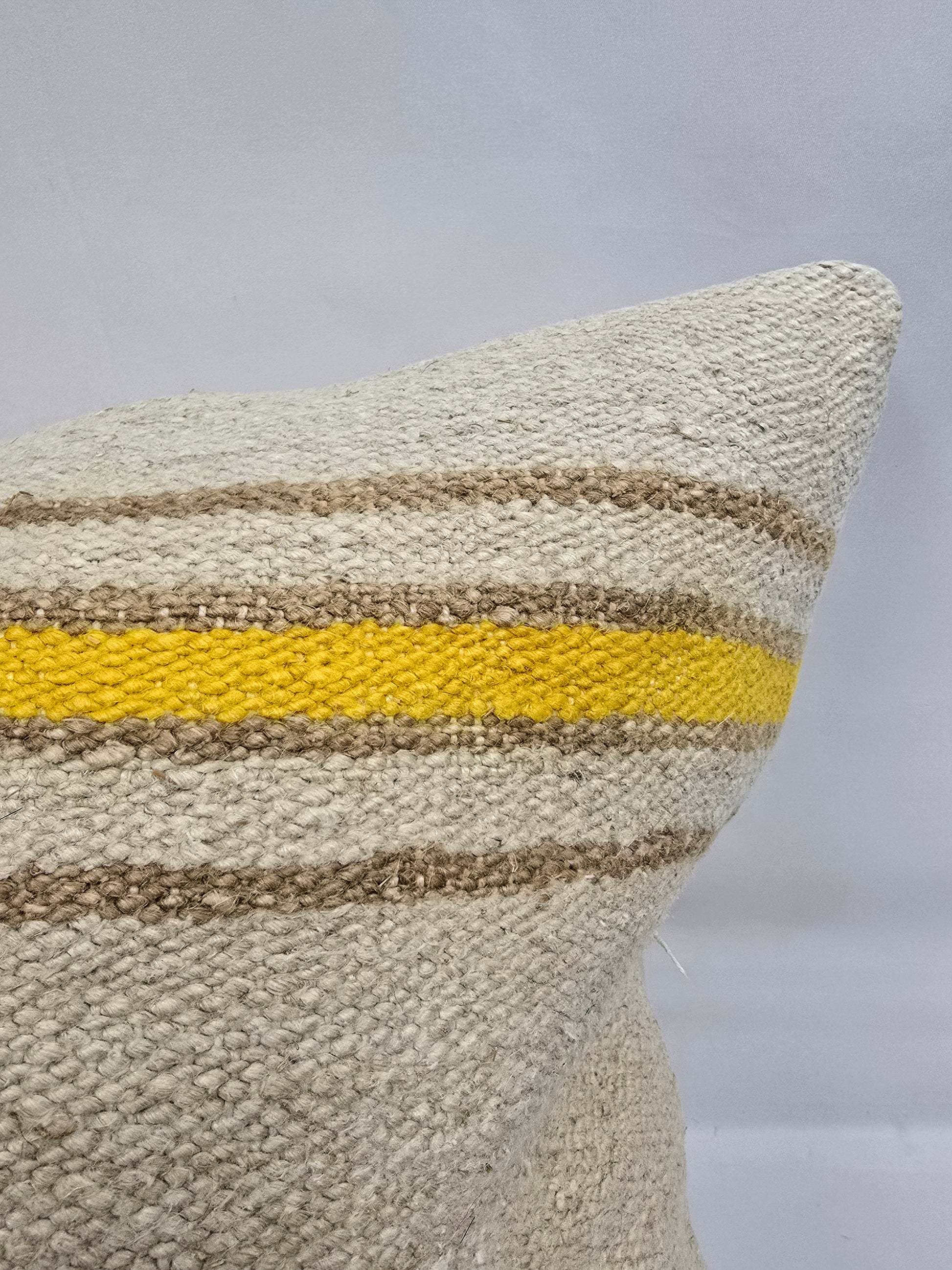 Turkish Hemp Pillow Natural Beige Yellow Brown Pillow Cushion Cover 24" x 24" #9272