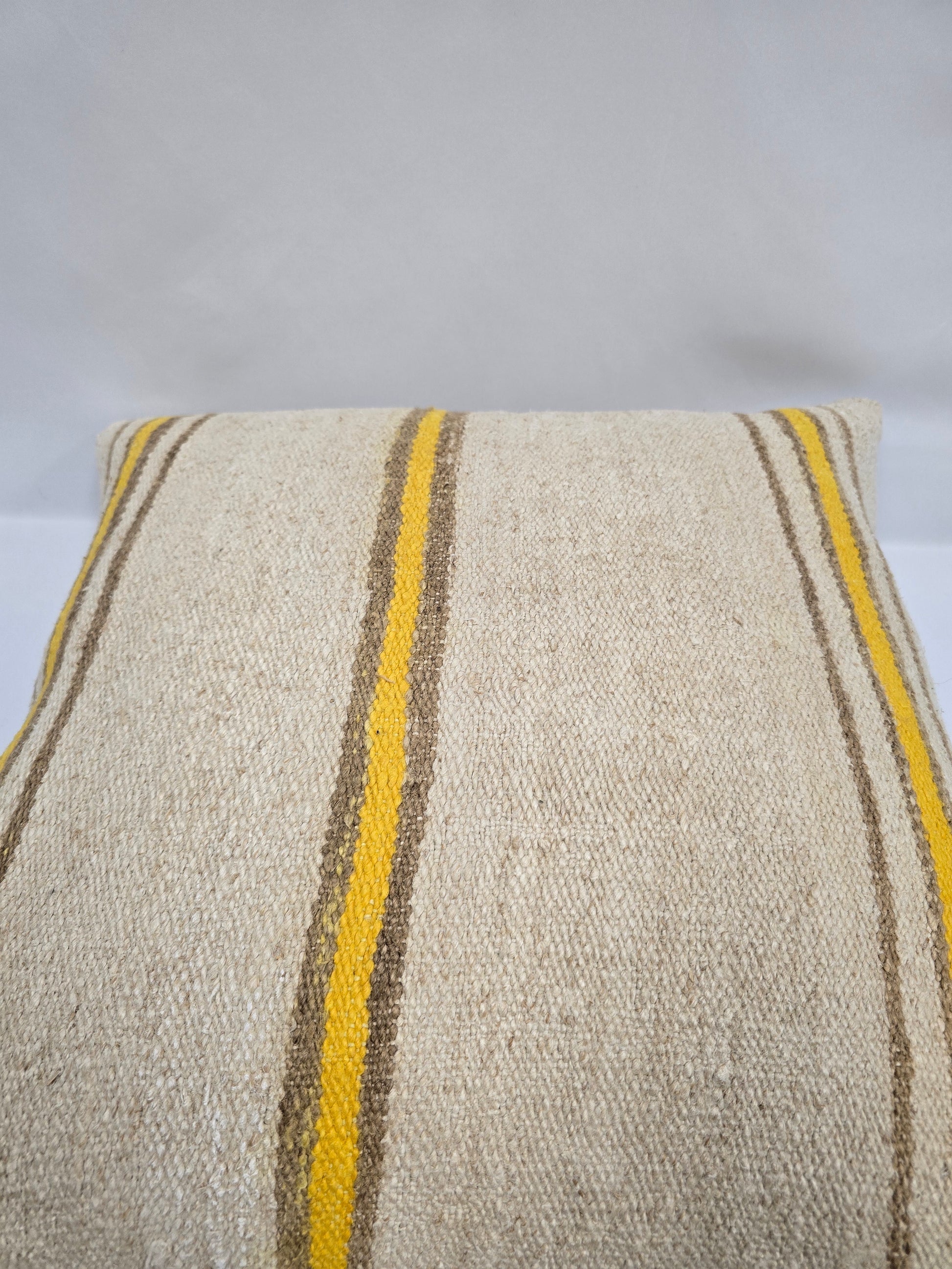 Turkish Hemp Pillow Natural Beige Yellow Brown Pillow Cushion Cover 24" x 24" #9272