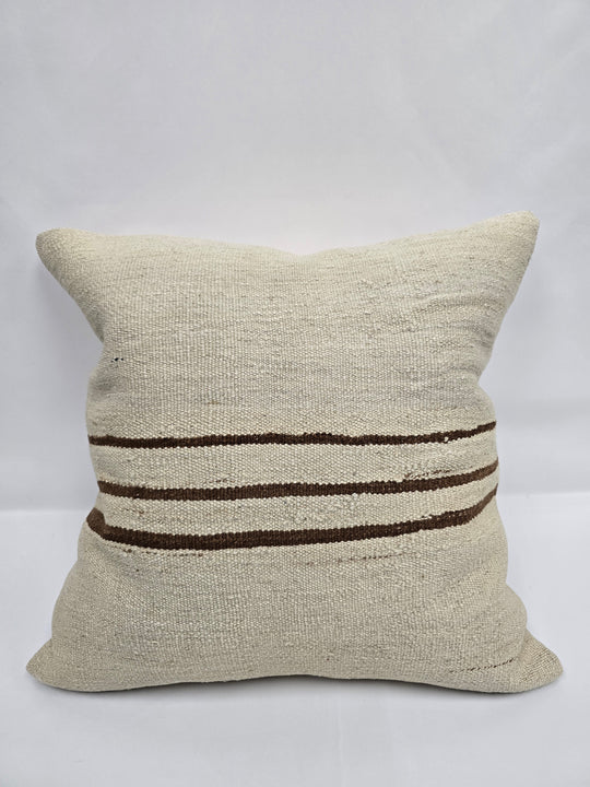 Turkish Hemp Pillow Natural Beige Brown Pillow Cushion Cover 24" x 24" #9268
