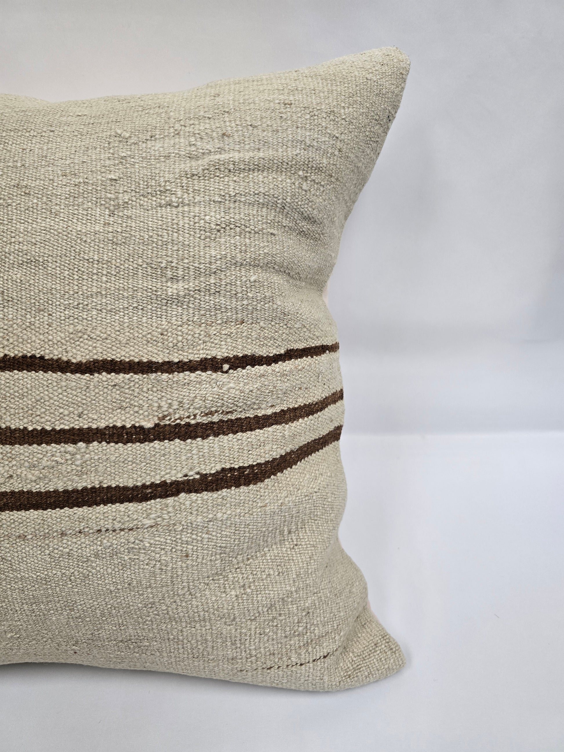 Turkish Hemp Pillow Natural Beige Brown Pillow Cushion Cover 24" x 24" #9268