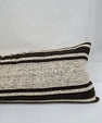 Turkish Lumbar Rug Pillow Beige Black Cushion Cover Hemp Pillow 14" x 40" #9493