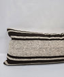 Turkish Lumbar Rug Pillow Beige Black Cushion Cover Hemp Pillow 14" x 40" #9493