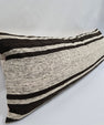 Turkish Lumbar Rug Pillow Beige Black Cushion Cover Hemp Pillow 14" x 40" #9493