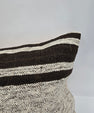 Turkish Lumbar Rug Pillow Beige Black Cushion Cover Hemp Pillow 14" x 40" #9493