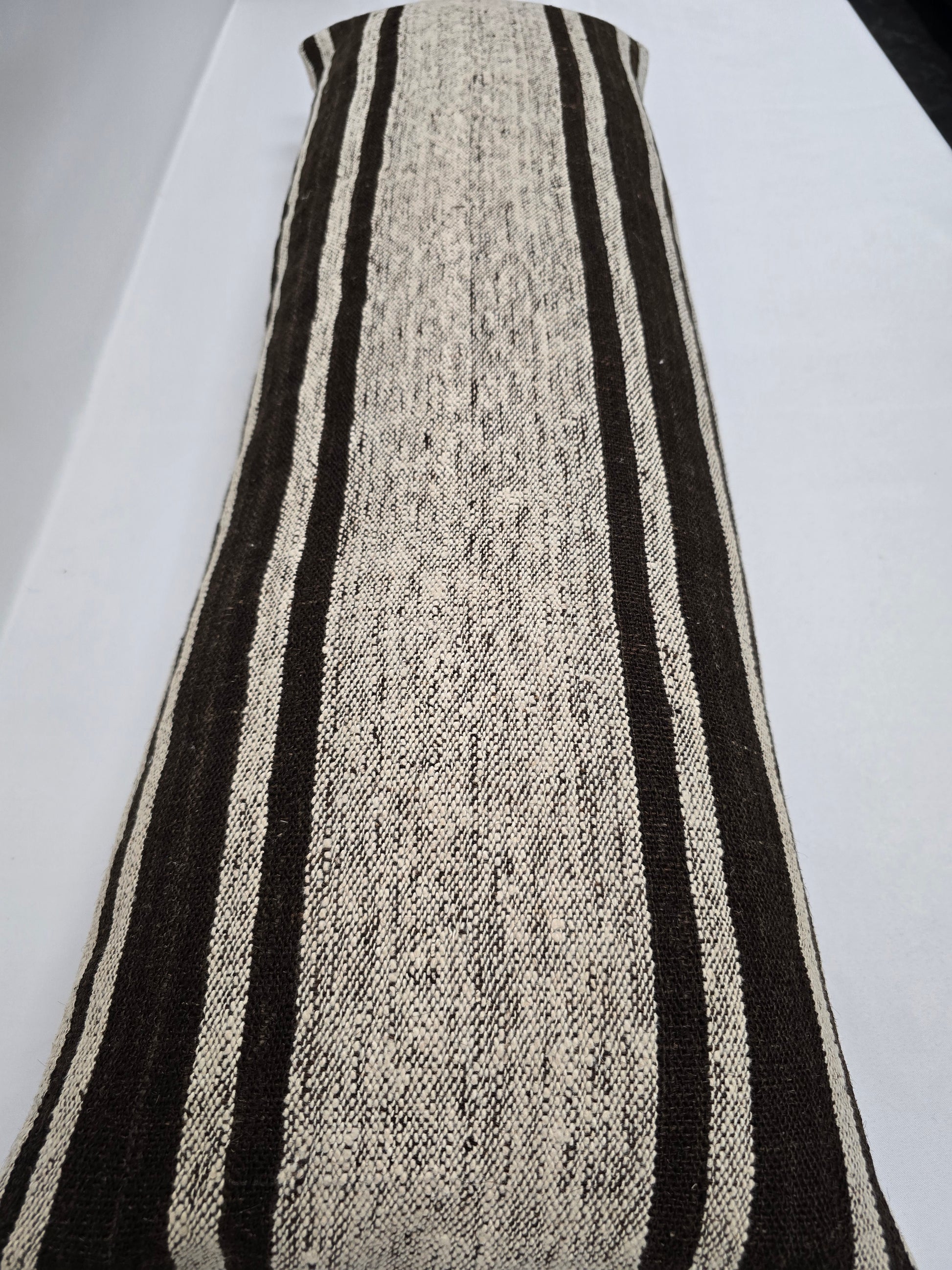 Turkish Lumbar Rug Pillow Beige Black Cushion Cover Hemp Pillow 14" x 40" #9493