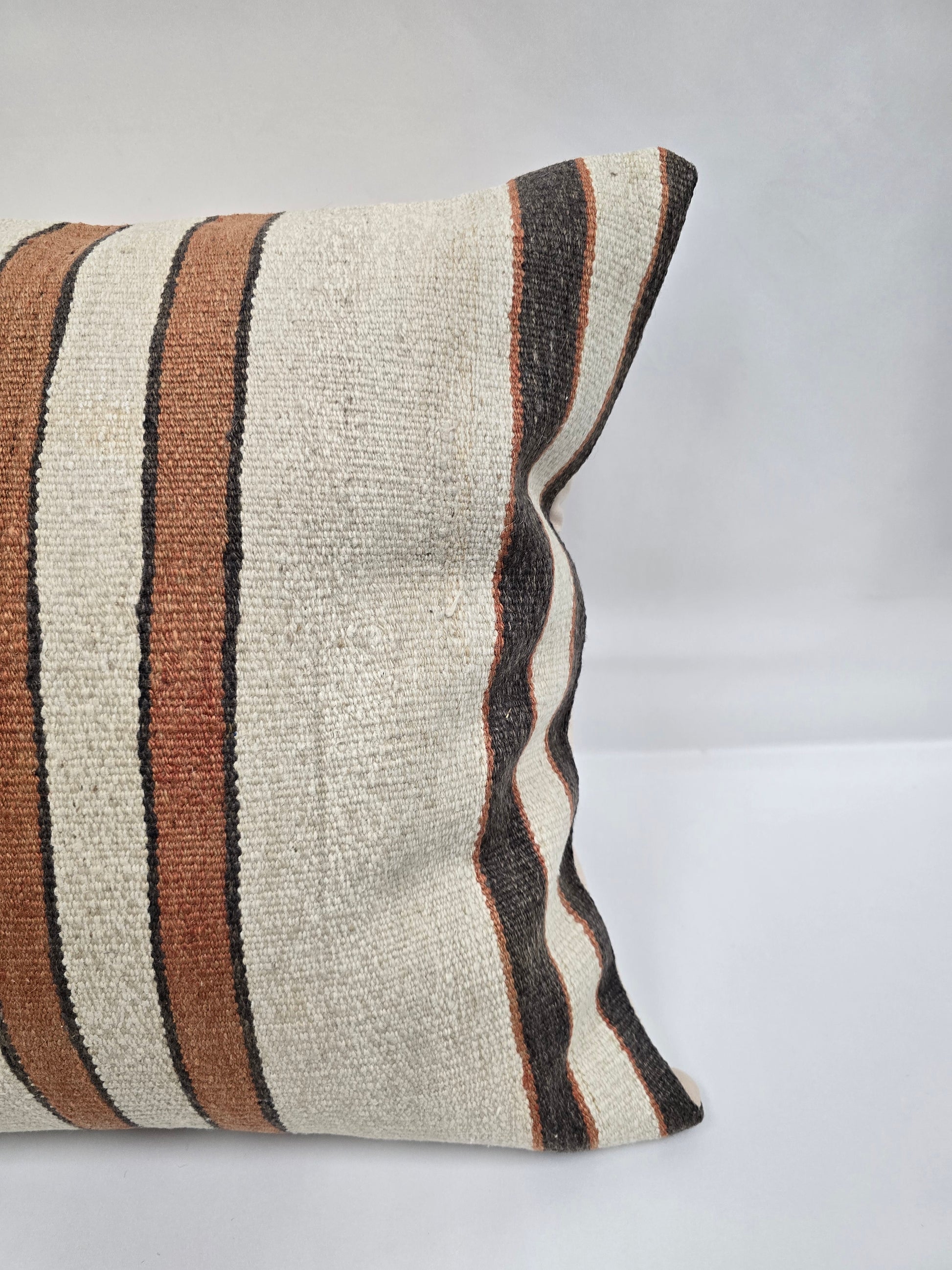 Turkish Hemp Pillow Natural Beige Brown Black Pillow Cushion Cover 24" x 24" #9271