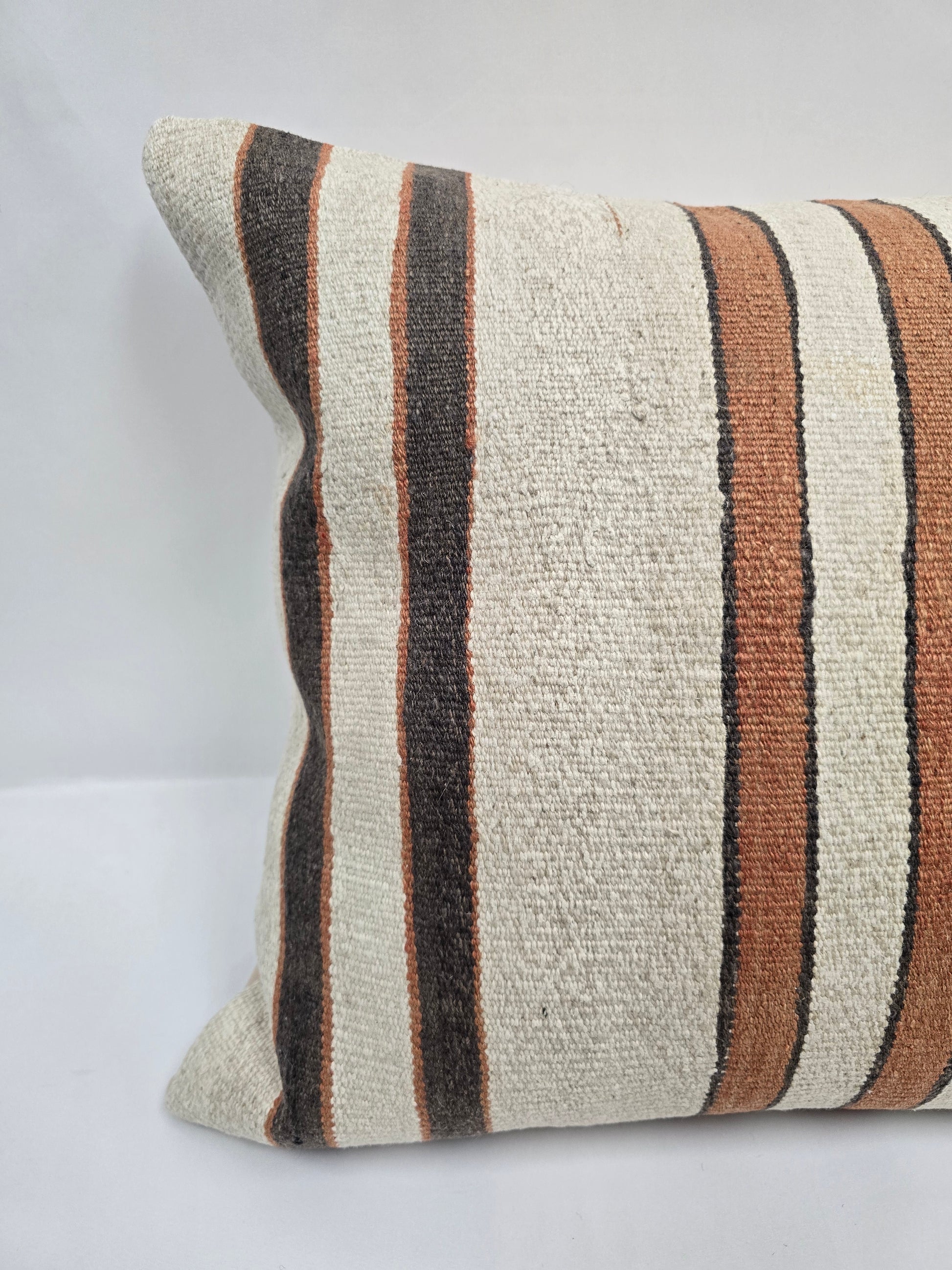 Turkish Hemp Pillow Natural Beige Brown Black Pillow Cushion Cover 24" x 24" #9271