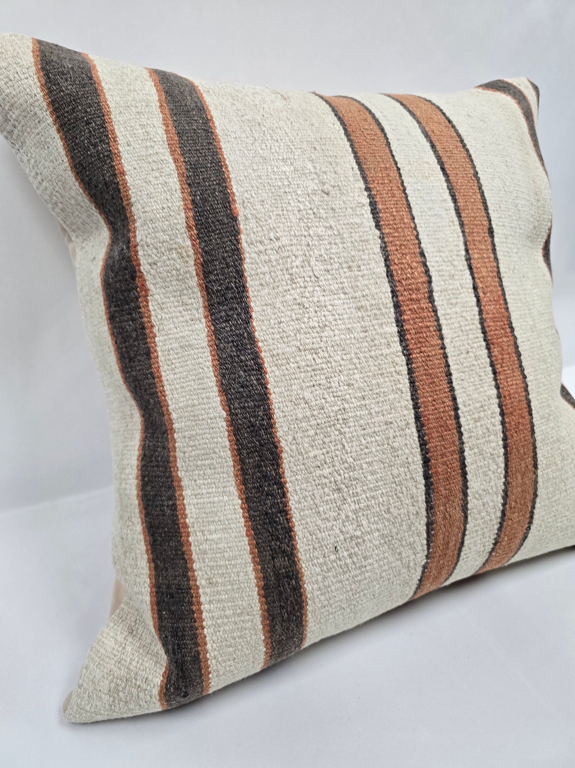 Turkish Hemp Pillow Natural Beige Brown Black Pillow Cushion Cover 24" x 24" #9271