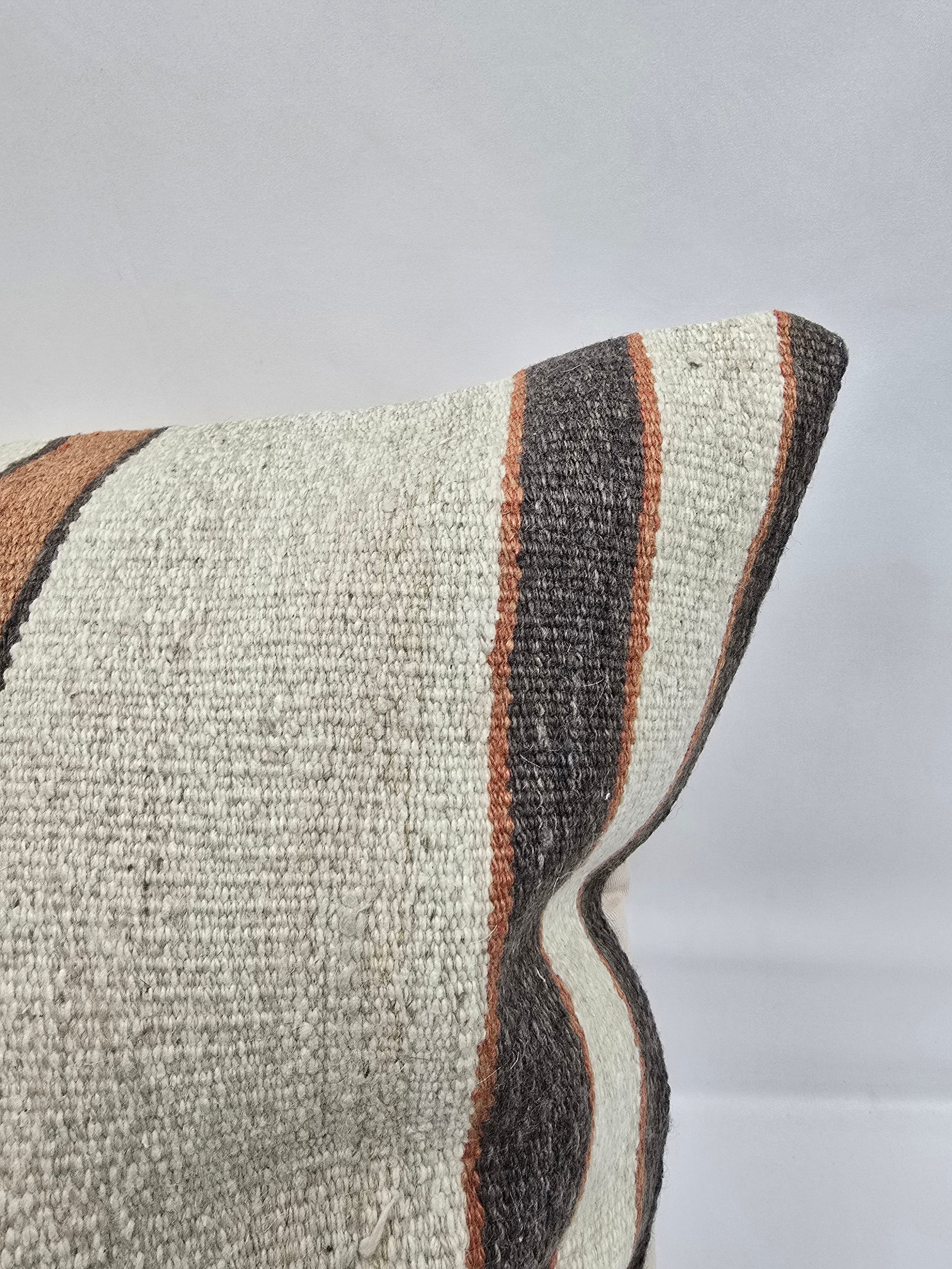 Turkish Hemp Pillow Natural Beige Brown Black Pillow Cushion Cover 24" x 24" #9271