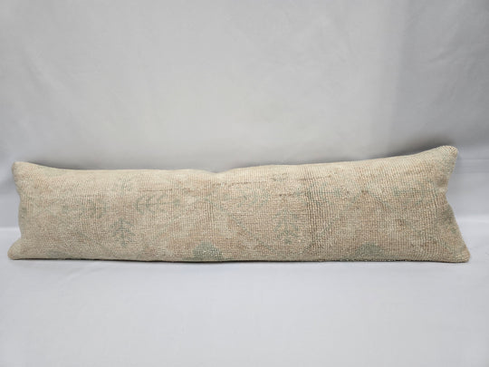 Turkish Lumbar Rug Pillow Beige Green Cushion Cover Pillow 12" x 48" #9537