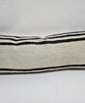 Turkish Lumbar Rug Pillow Beige Black Cushion Cover Hemp Pillow 14" x 40" #9482