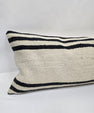 Turkish Lumbar Rug Pillow Beige Black Cushion Cover Hemp Pillow 14" x 40" #9482