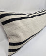 Turkish Lumbar Rug Pillow Beige Black Cushion Cover Hemp Pillow 14" x 40" #9482