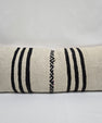 Turkish Lumbar Rug Pillow Beige Black Cushion Cover Hemp Pillow 14" x 40" #9481