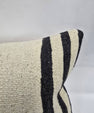 Turkish Lumbar Rug Pillow Beige Black Cushion Cover Hemp Pillow 14" x 40" #9481