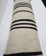 Turkish Lumbar Rug Pillow Beige Black Cushion Cover Hemp Pillow 14" x 40" #9481