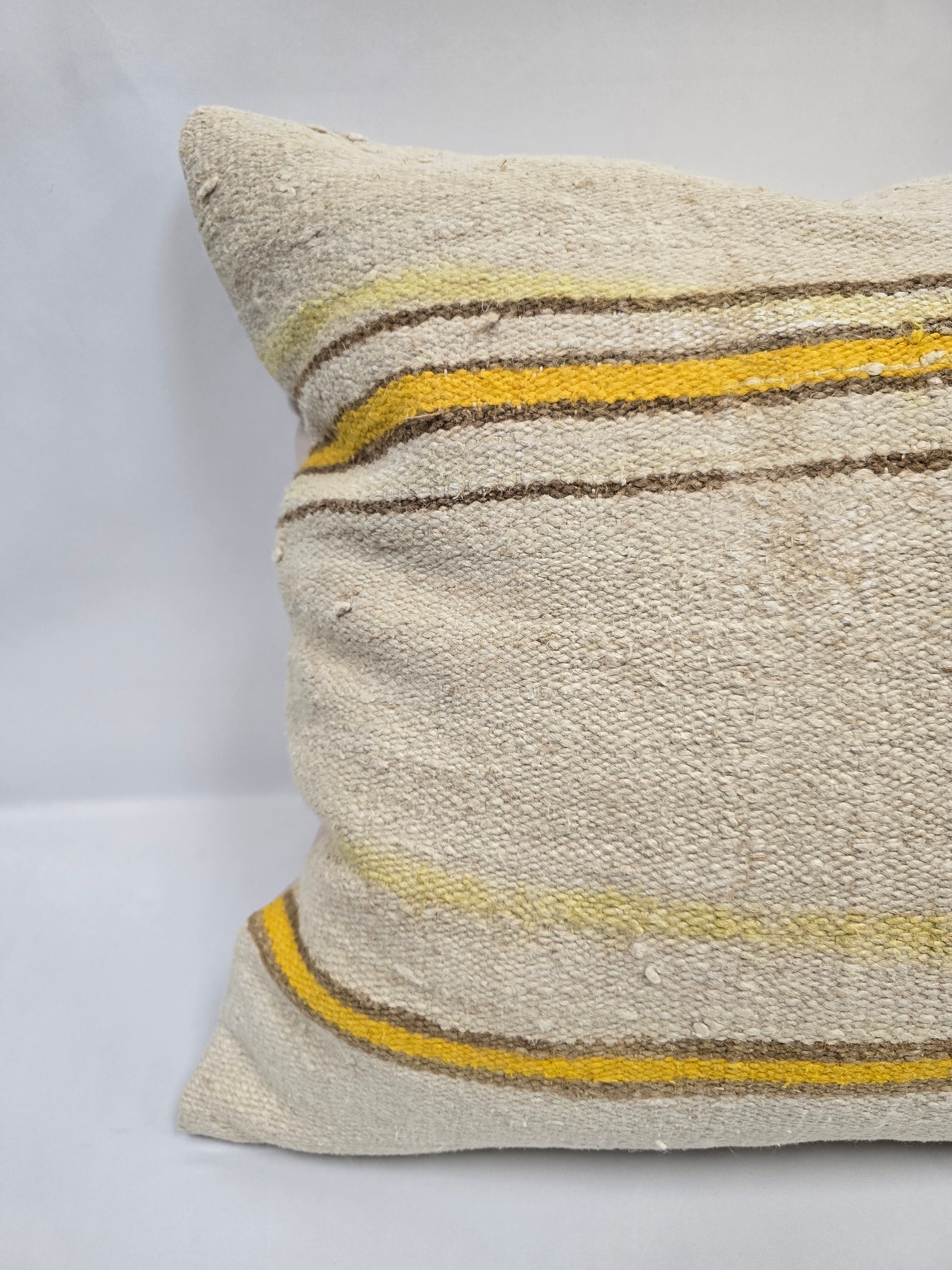 Turkish Hemp Pillow Natural Beige Yellow Brown Pillow Cushion Cover 24" x 24" #9267