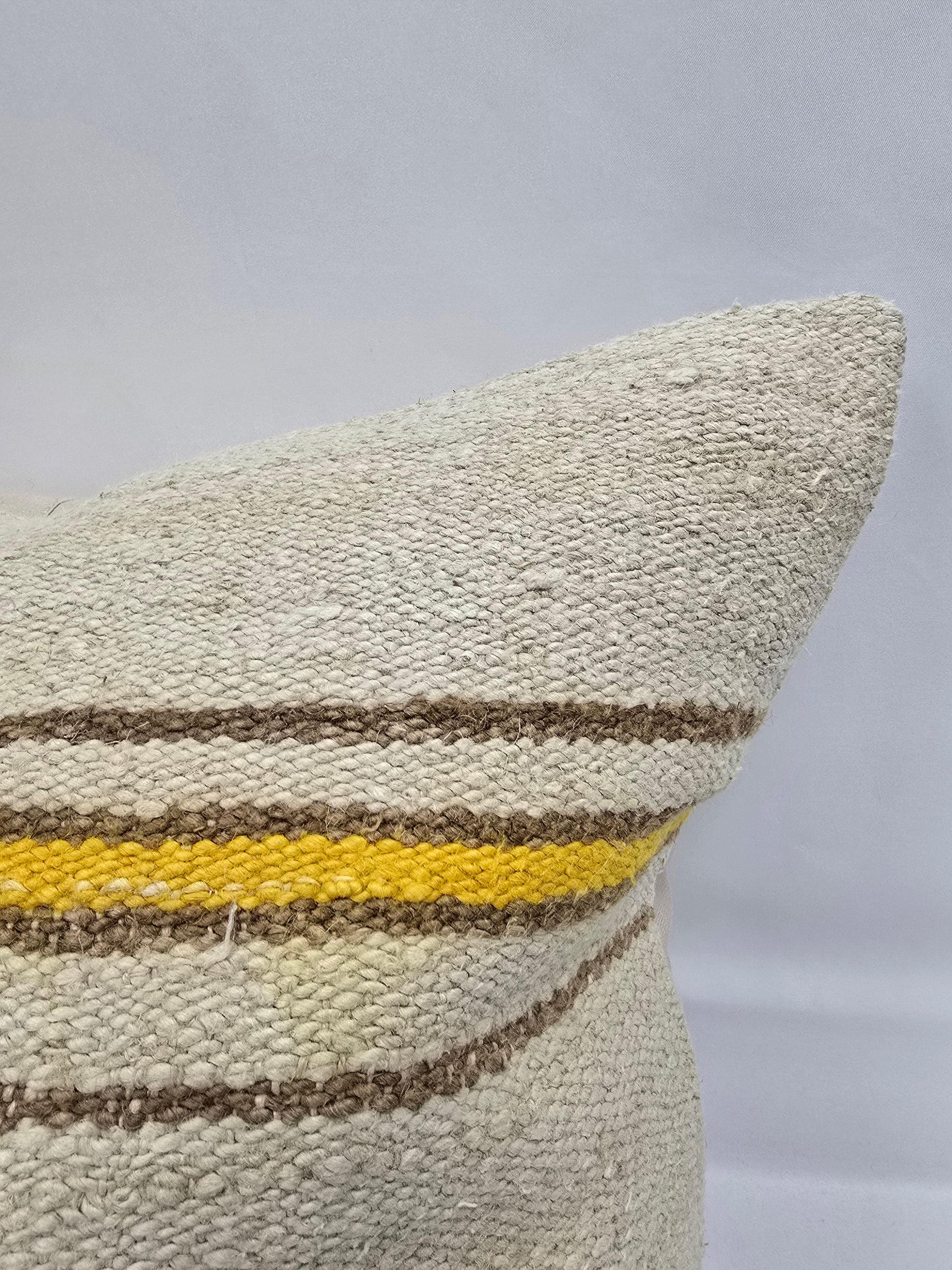 Turkish Hemp Pillow Natural Beige Yellow Brown Pillow Cushion Cover 24" x 24" #9267