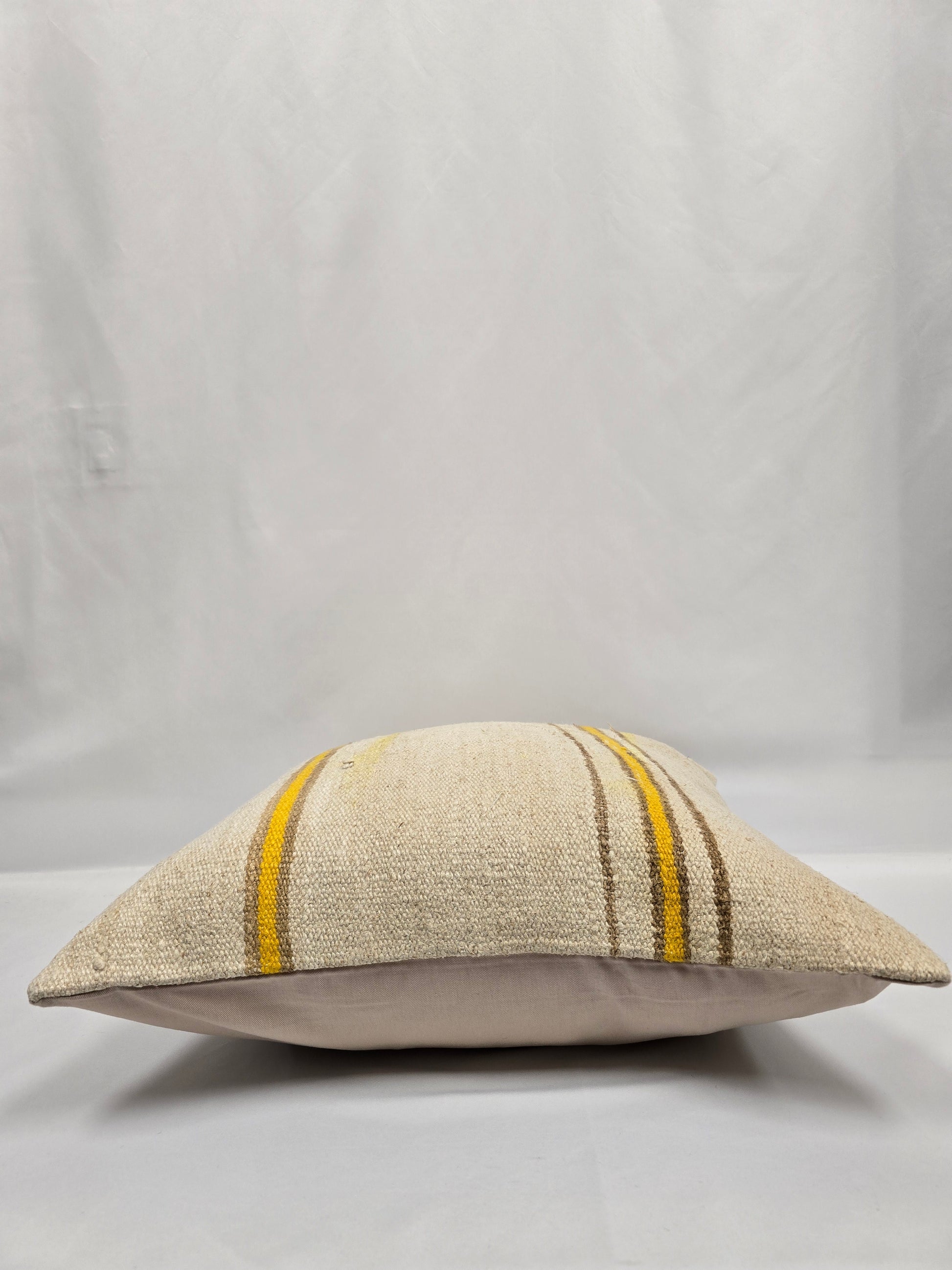 Turkish Hemp Pillow Natural Beige Yellow Brown Pillow Cushion Cover 24" x 24" #9267