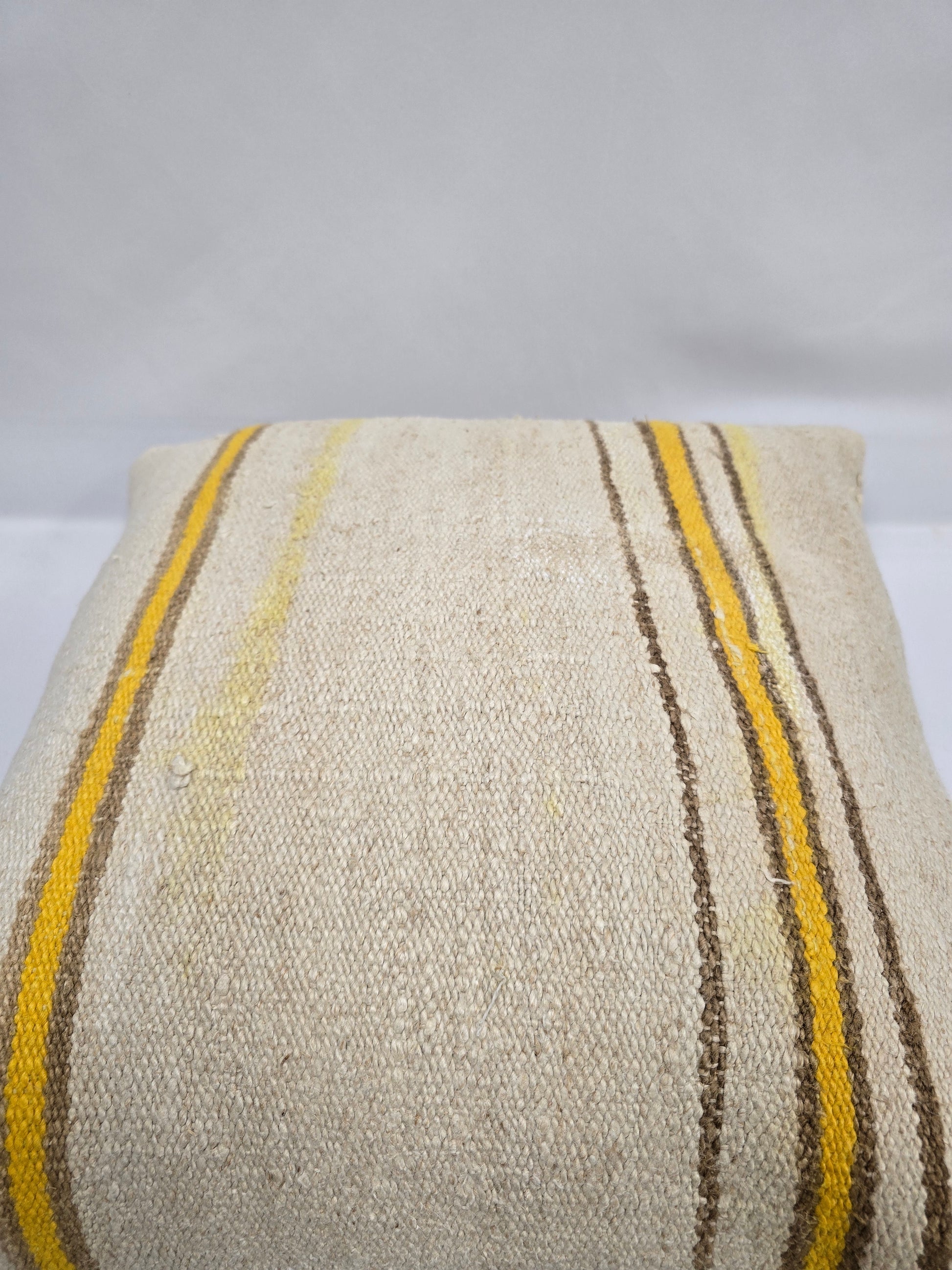 Turkish Hemp Pillow Natural Beige Yellow Brown Pillow Cushion Cover 24" x 24" #9267