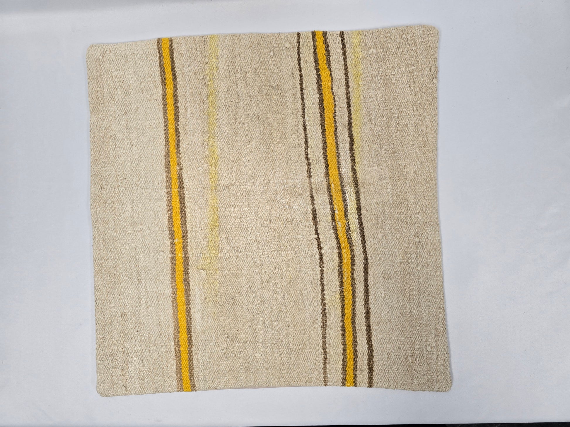 Turkish Hemp Pillow Natural Beige Yellow Brown Pillow Cushion Cover 24" x 24" #9267