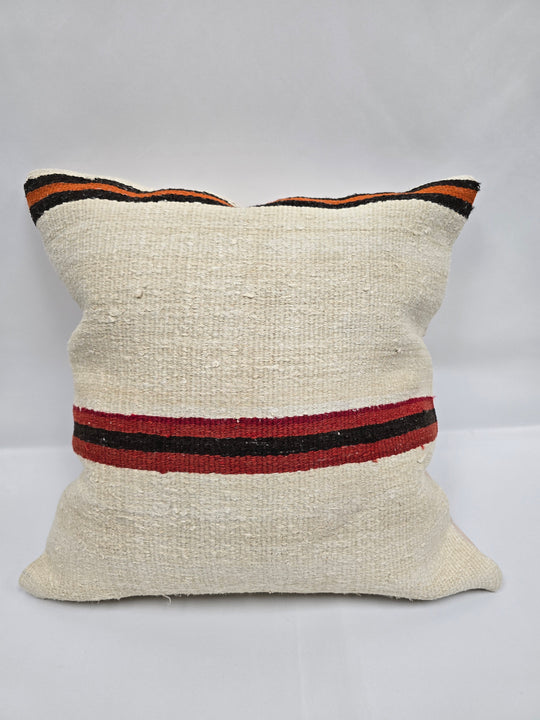 Turkish Hemp Pillow Natural Beige Red Black Orange Pillow Cushion Cover 24" x 24" #9263