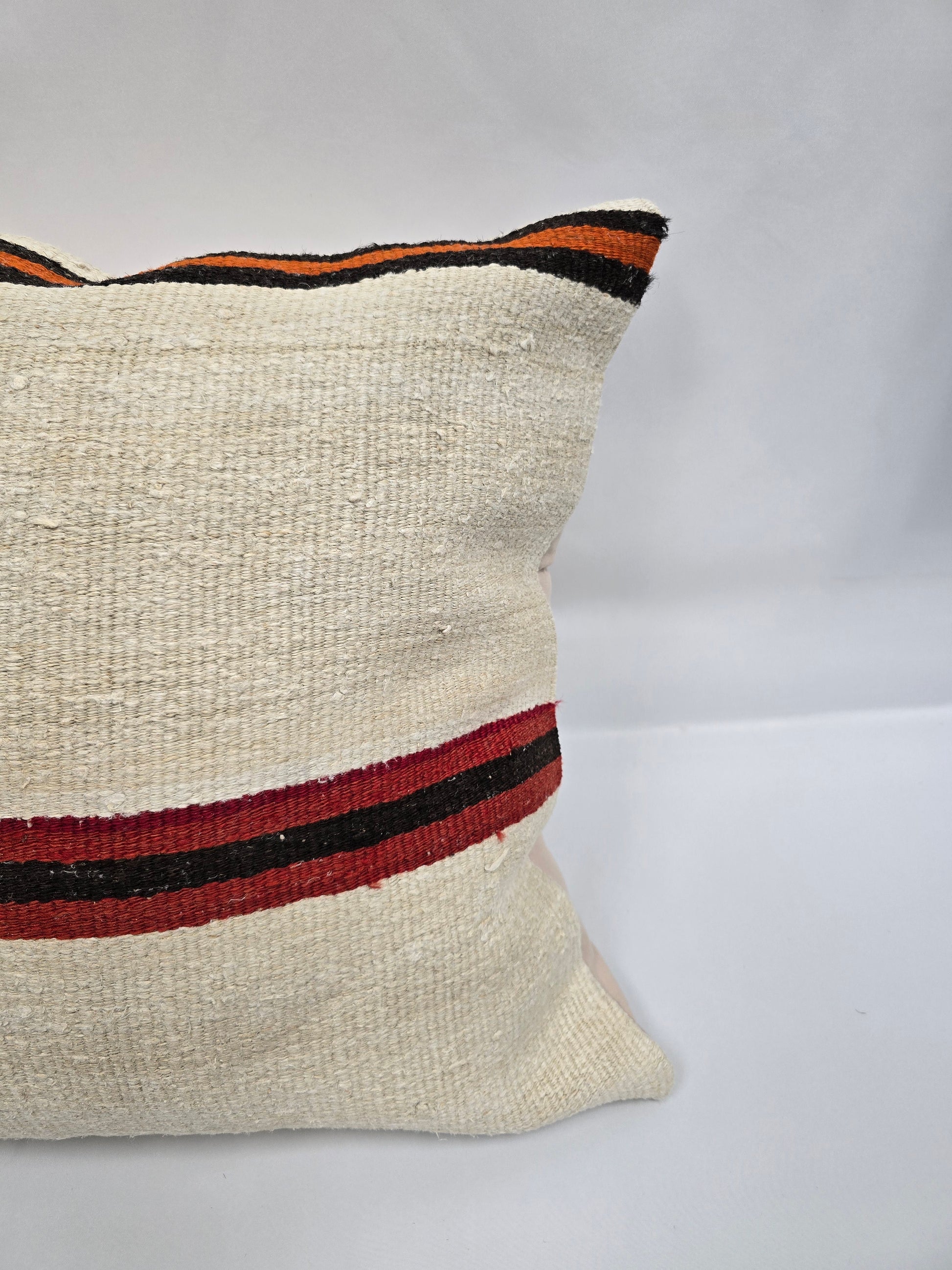 Turkish Hemp Pillow Natural Beige Red Black Orange Pillow Cushion Cover 24" x 24" #9263