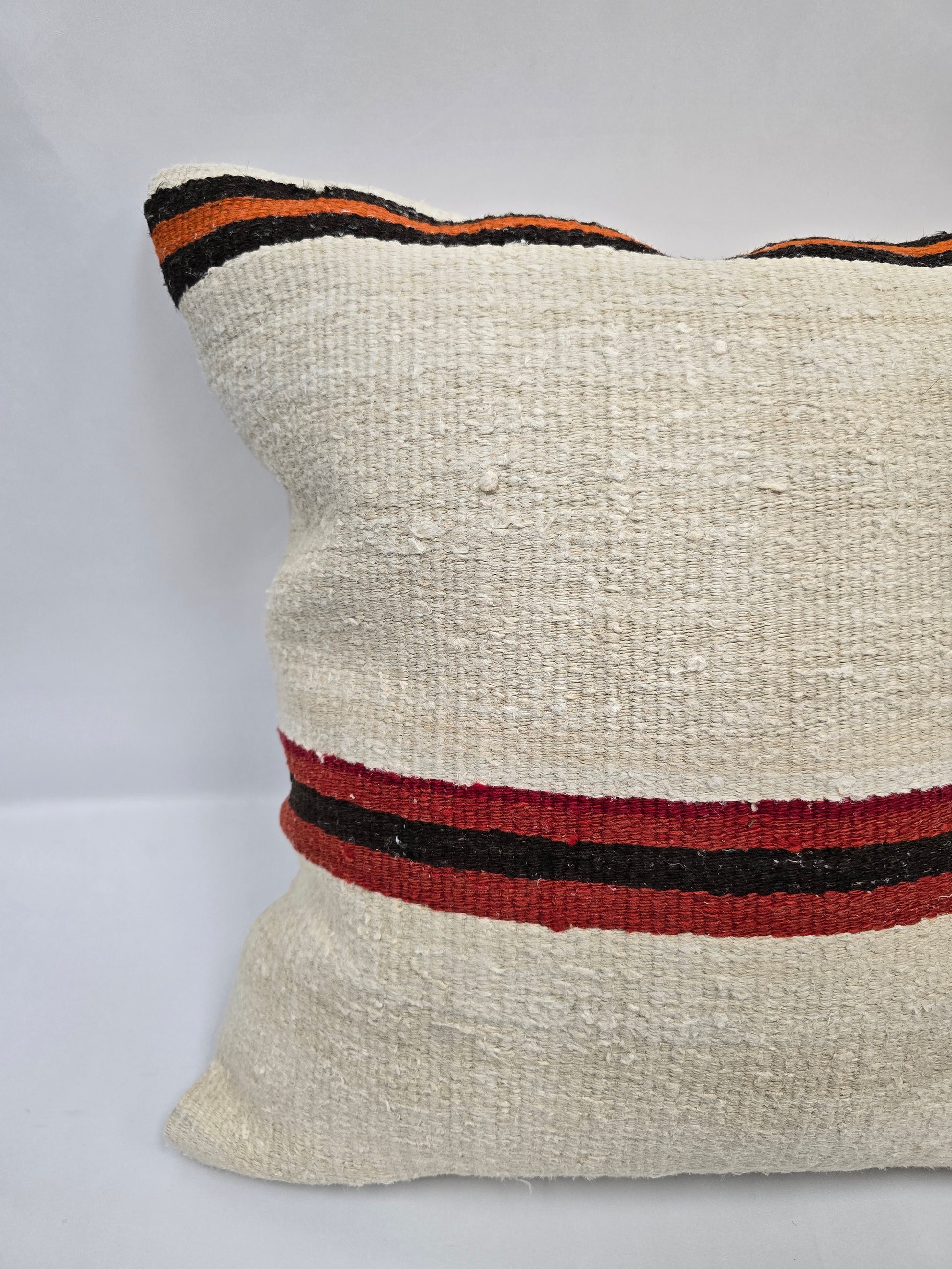 Turkish Hemp Pillow Natural Beige Red Black Orange Pillow Cushion Cover 24" x 24" #9263