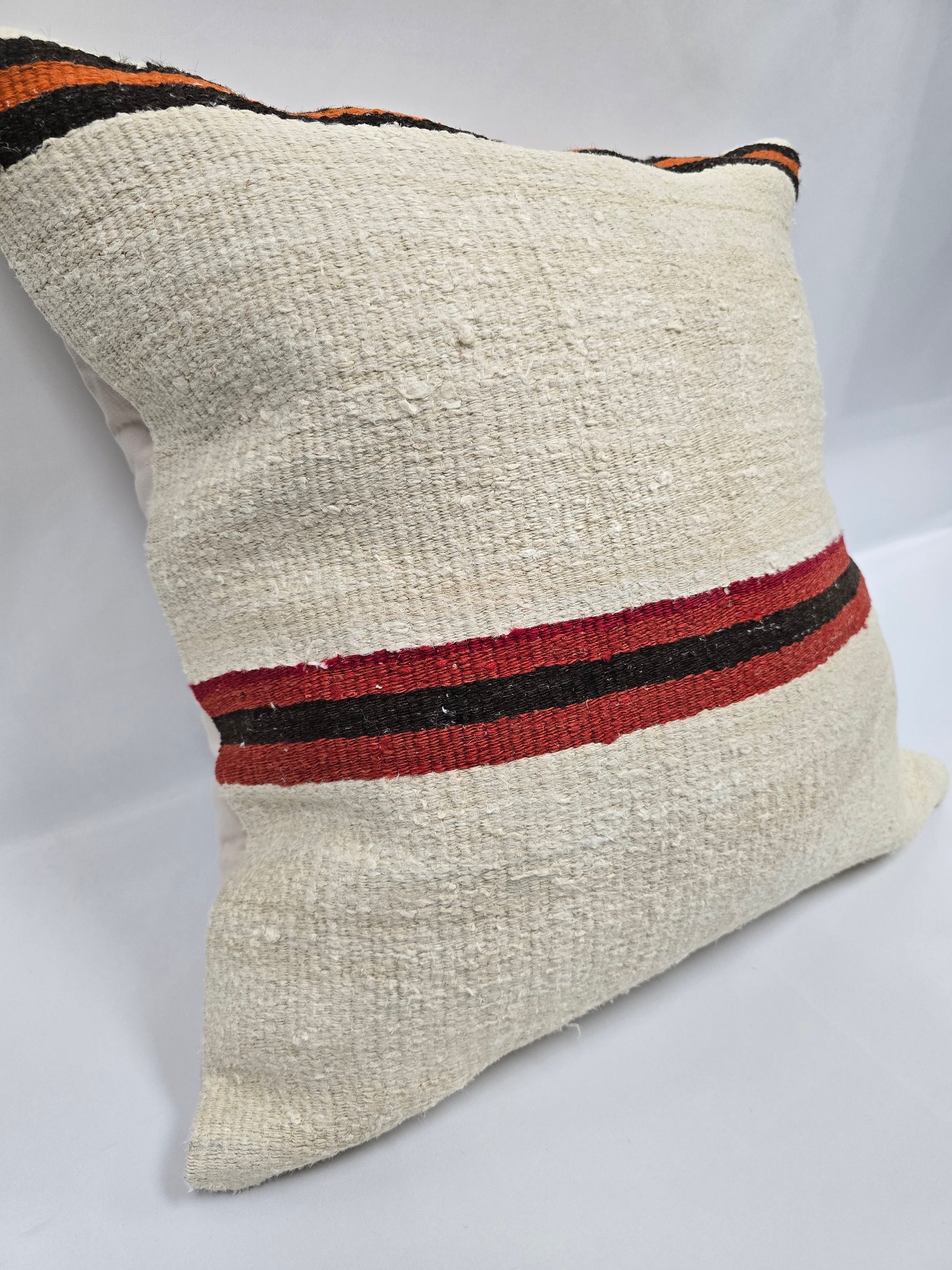 Turkish Hemp Pillow Natural Beige Red Black Orange Pillow Cushion Cover 24" x 24" #9263