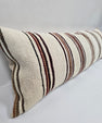 Turkish Lumbar Rug Pillow Beige Brown Burgundy Cushion Cover Hemp Pillow 14" x 40" #9491