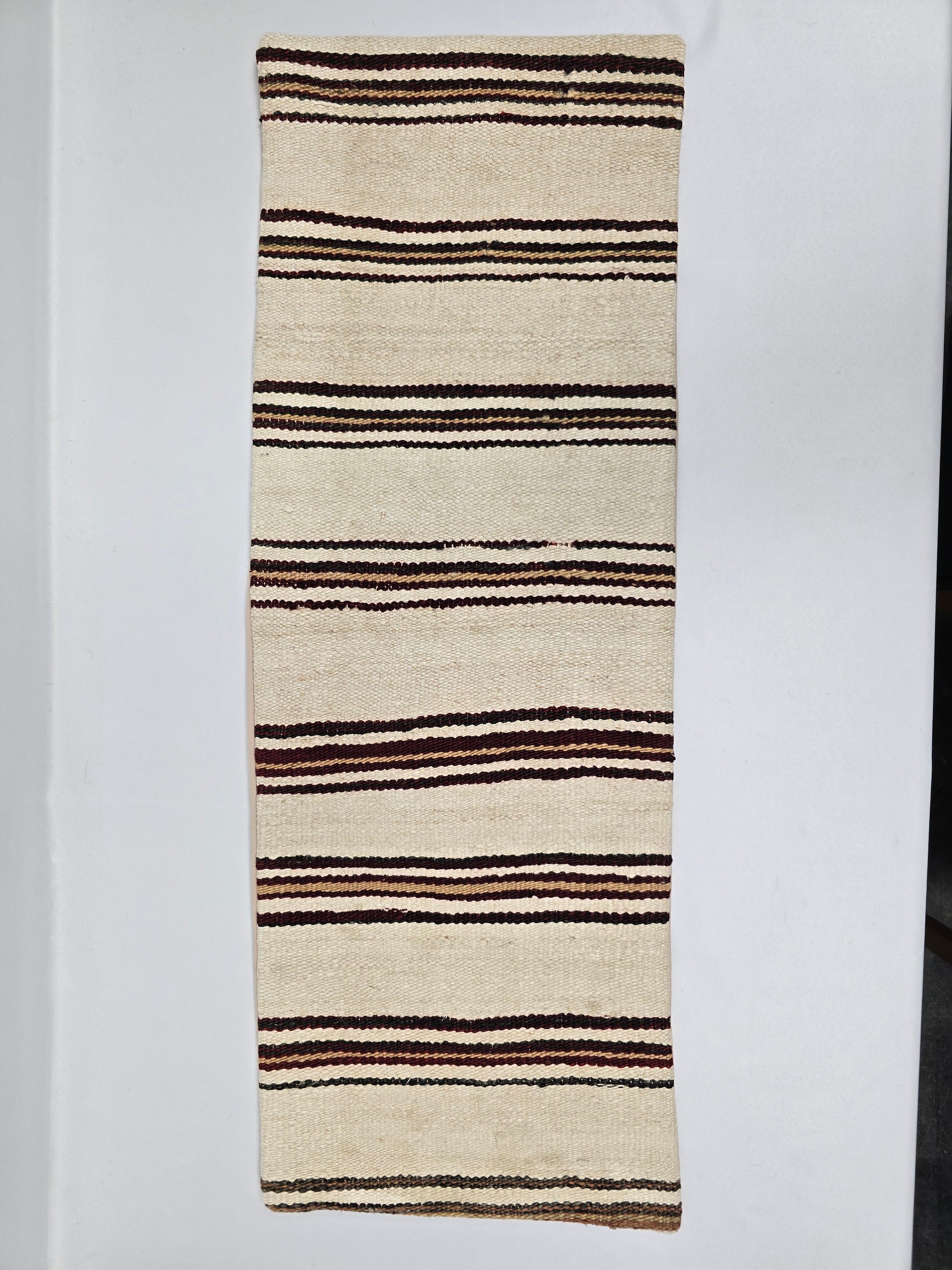 Turkish Lumbar Rug Pillow Beige Brown Burgundy Cushion Cover Hemp Pillow 14" x 40" #9491