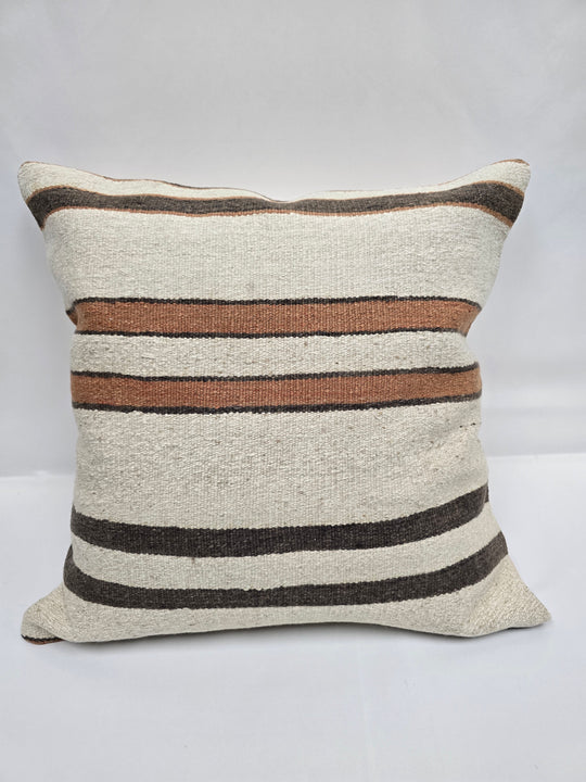 Turkish Hemp Pillow Natural Beige Brown Rust Pillow Cushion Cover 24" x 24" #9260