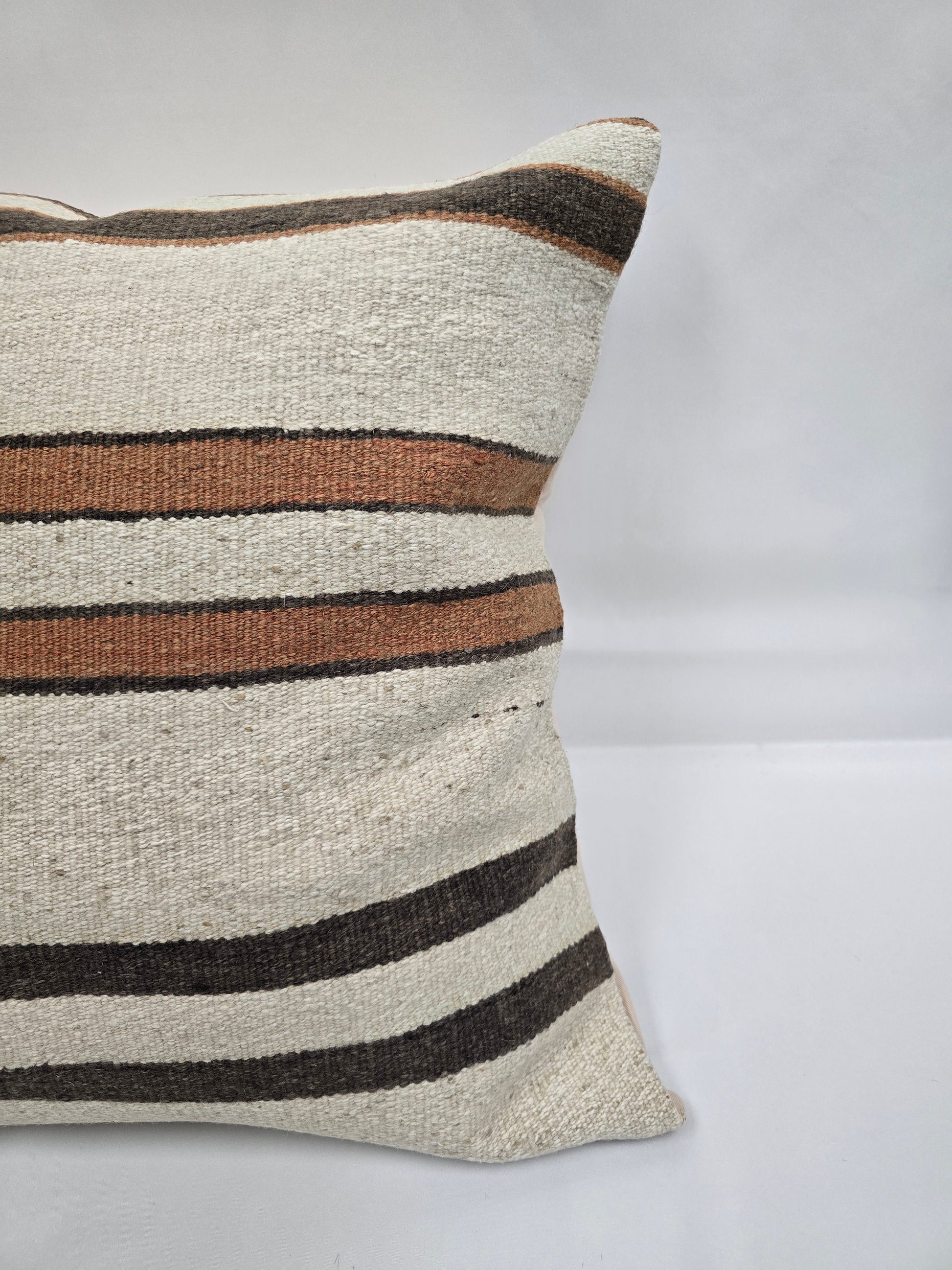 Turkish Hemp Pillow Natural Beige Brown Rust Pillow Cushion Cover 24" x 24" #9260