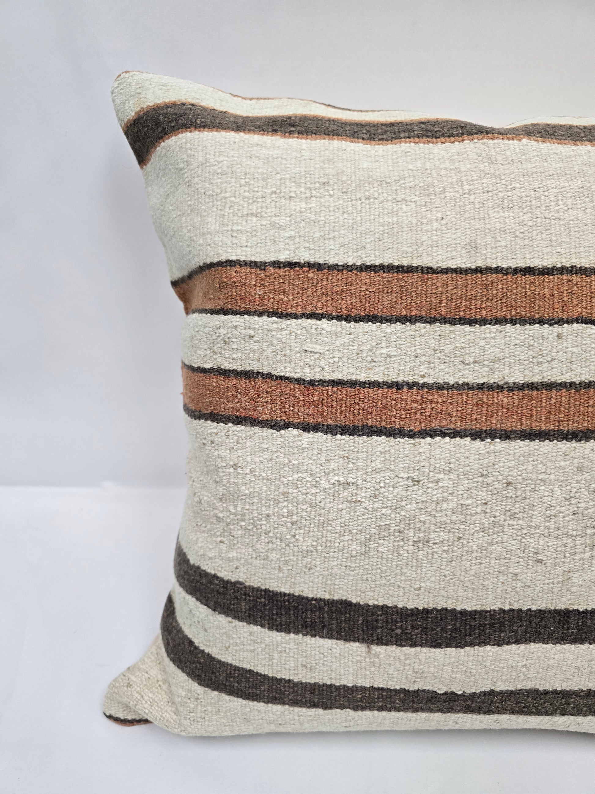 Turkish Hemp Pillow Natural Beige Brown Rust Pillow Cushion Cover 24" x 24" #9260