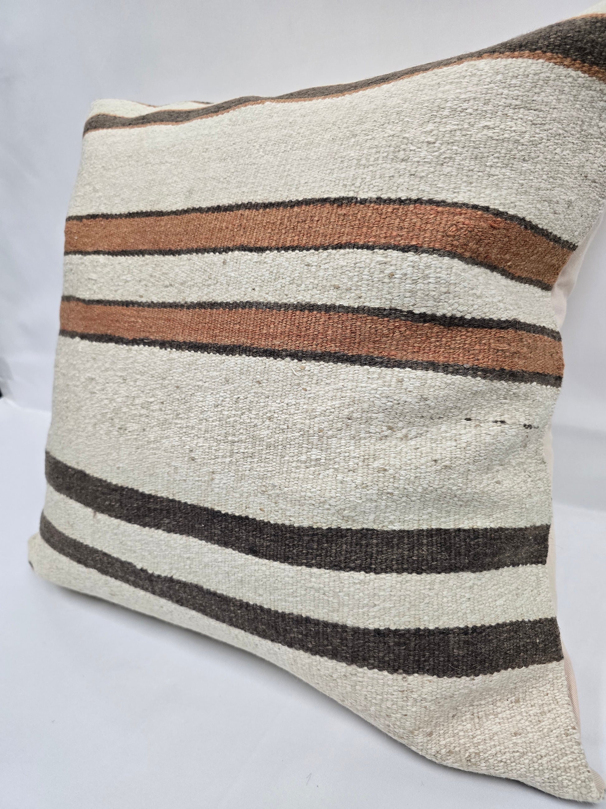 Turkish Hemp Pillow Natural Beige Brown Rust Pillow Cushion Cover 24" x 24" #9260