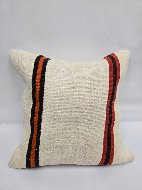 Turkish Hemp Pillow Natural Beige Black Orange Red Pillow Cushion Cover 24" x 24" #9261