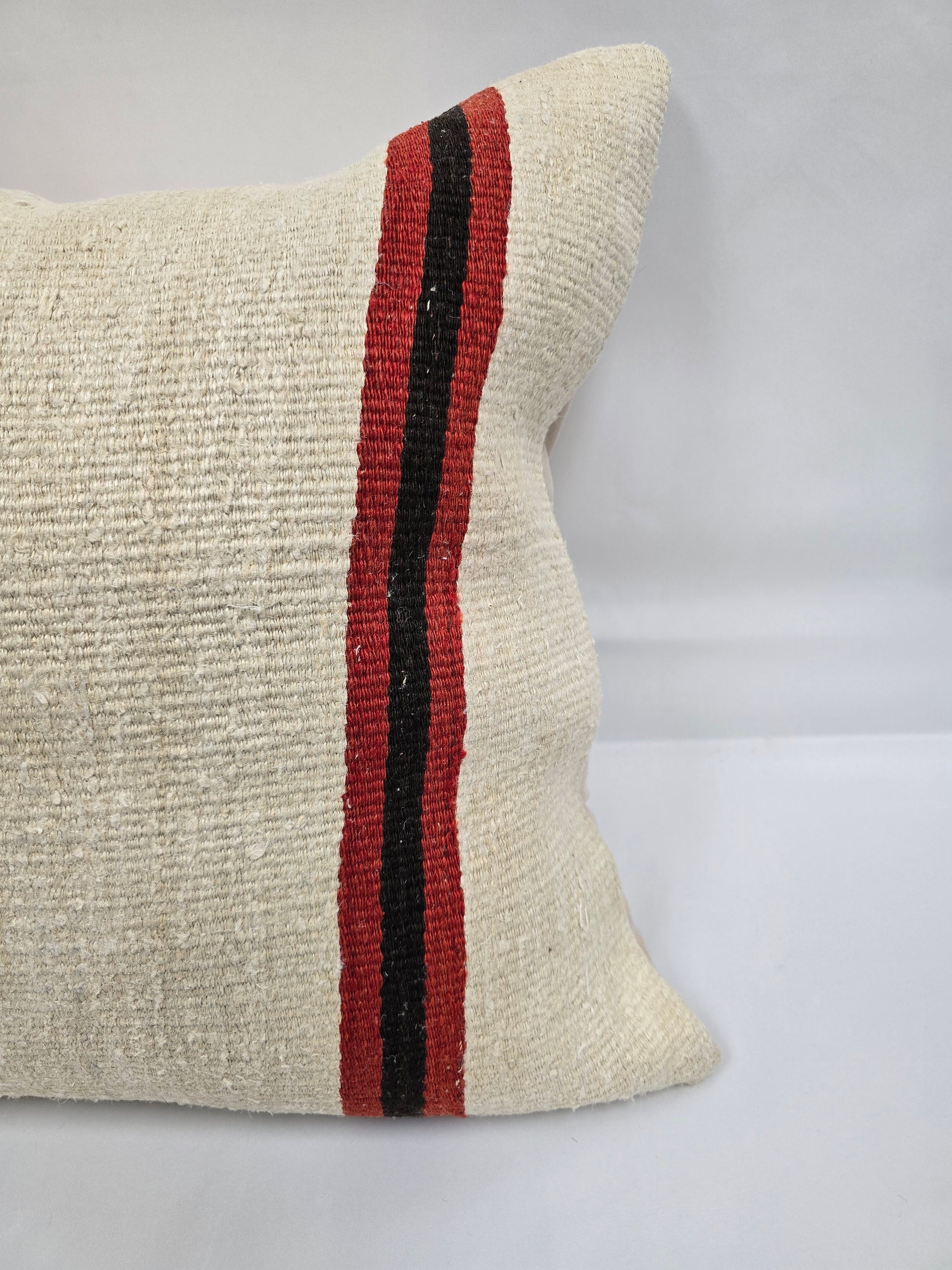 Turkish Hemp Pillow Natural Beige Black Orange Red Pillow Cushion Cover 24" x 24" #9261