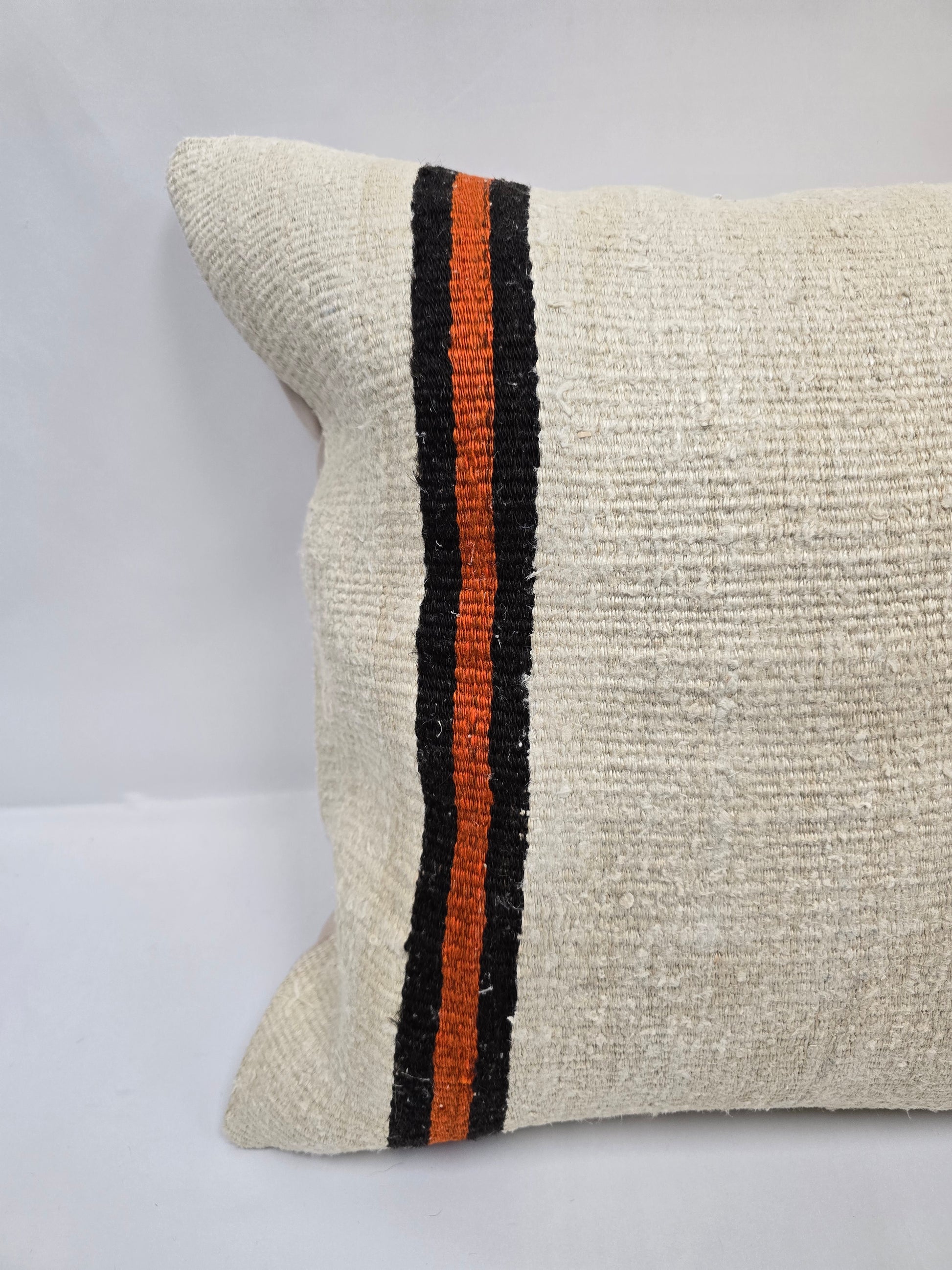 Turkish Hemp Pillow Natural Beige Black Orange Red Pillow Cushion Cover 24" x 24" #9261