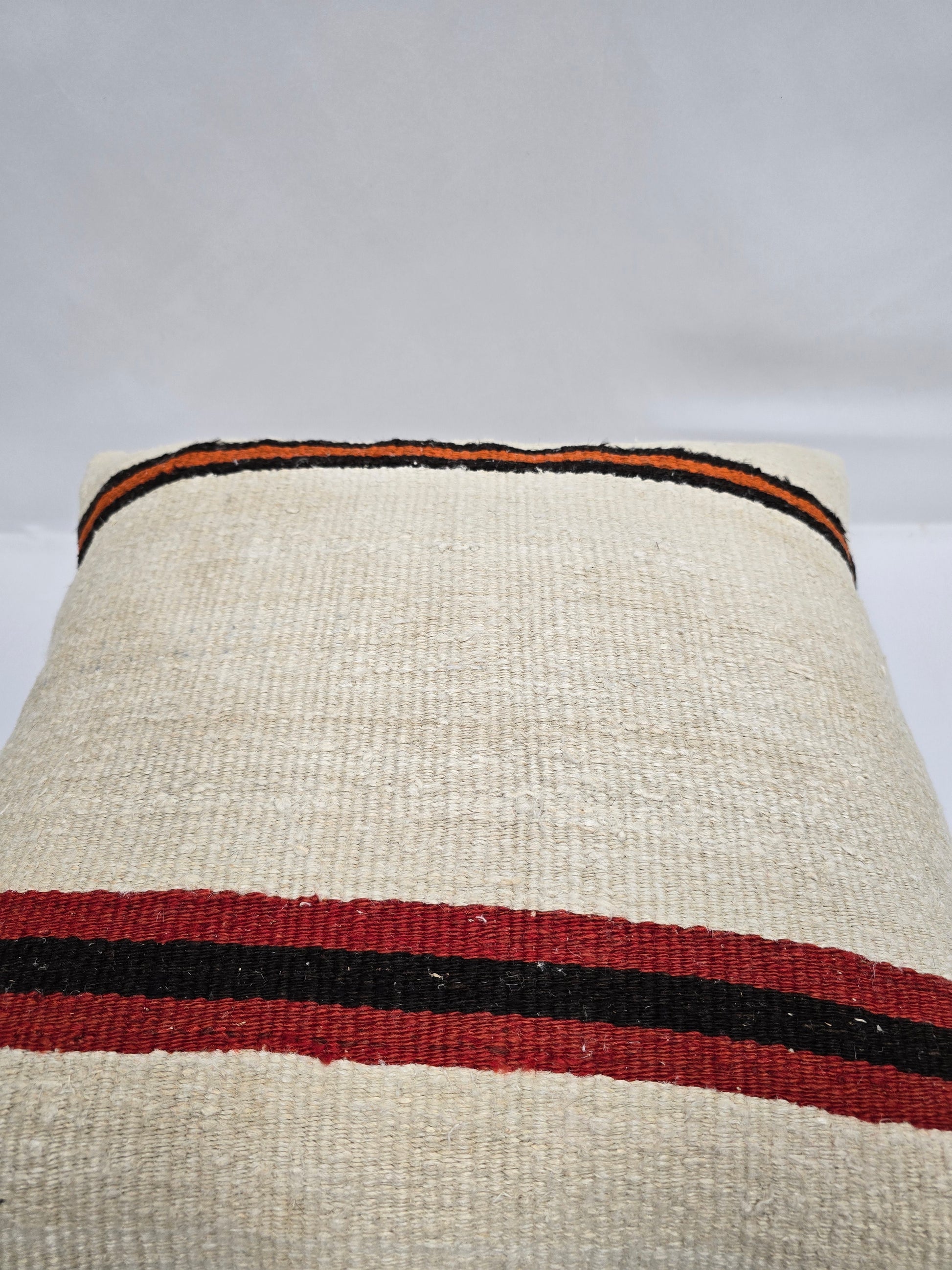 Turkish Hemp Pillow Natural Beige Black Orange Red Pillow Cushion Cover 24" x 24" #9261