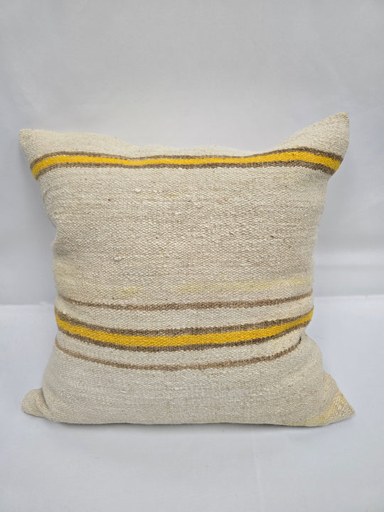 Turkish Hemp Pillow Natural Beige Yellow Brown Pillow Cushion Cover 24" x 24" #9259