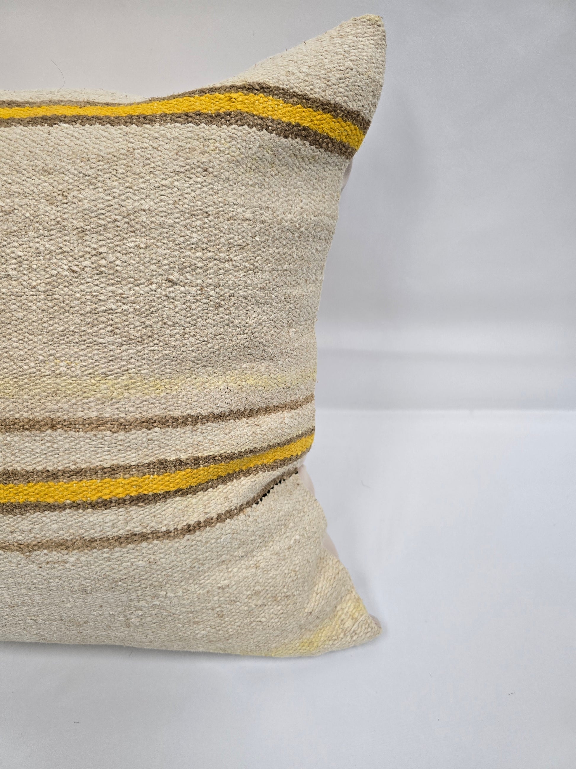 Turkish Hemp Pillow Natural Beige Yellow Brown Pillow Cushion Cover 24" x 24" #9259
