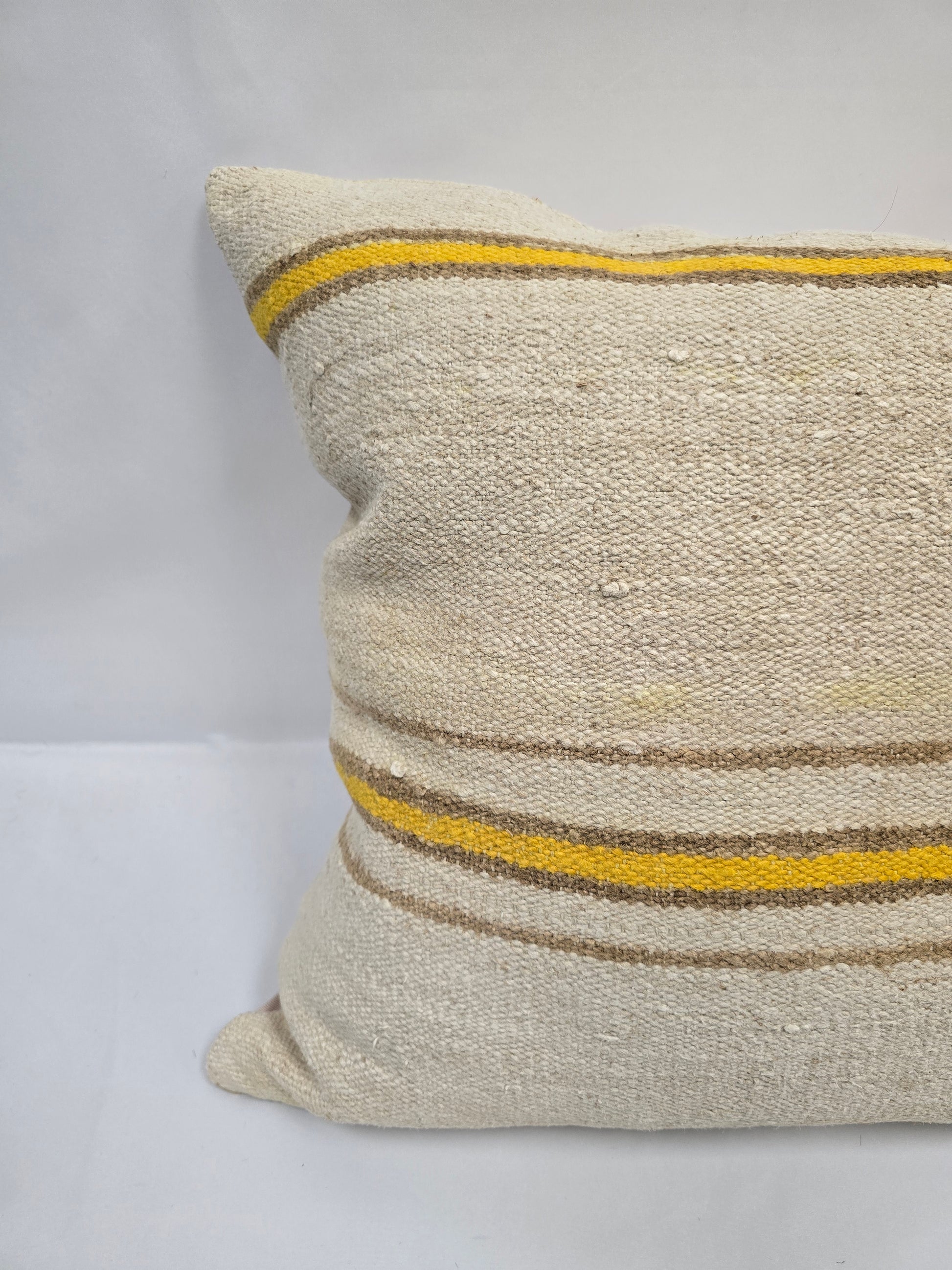 Turkish Hemp Pillow Natural Beige Yellow Brown Pillow Cushion Cover 24" x 24" #9259