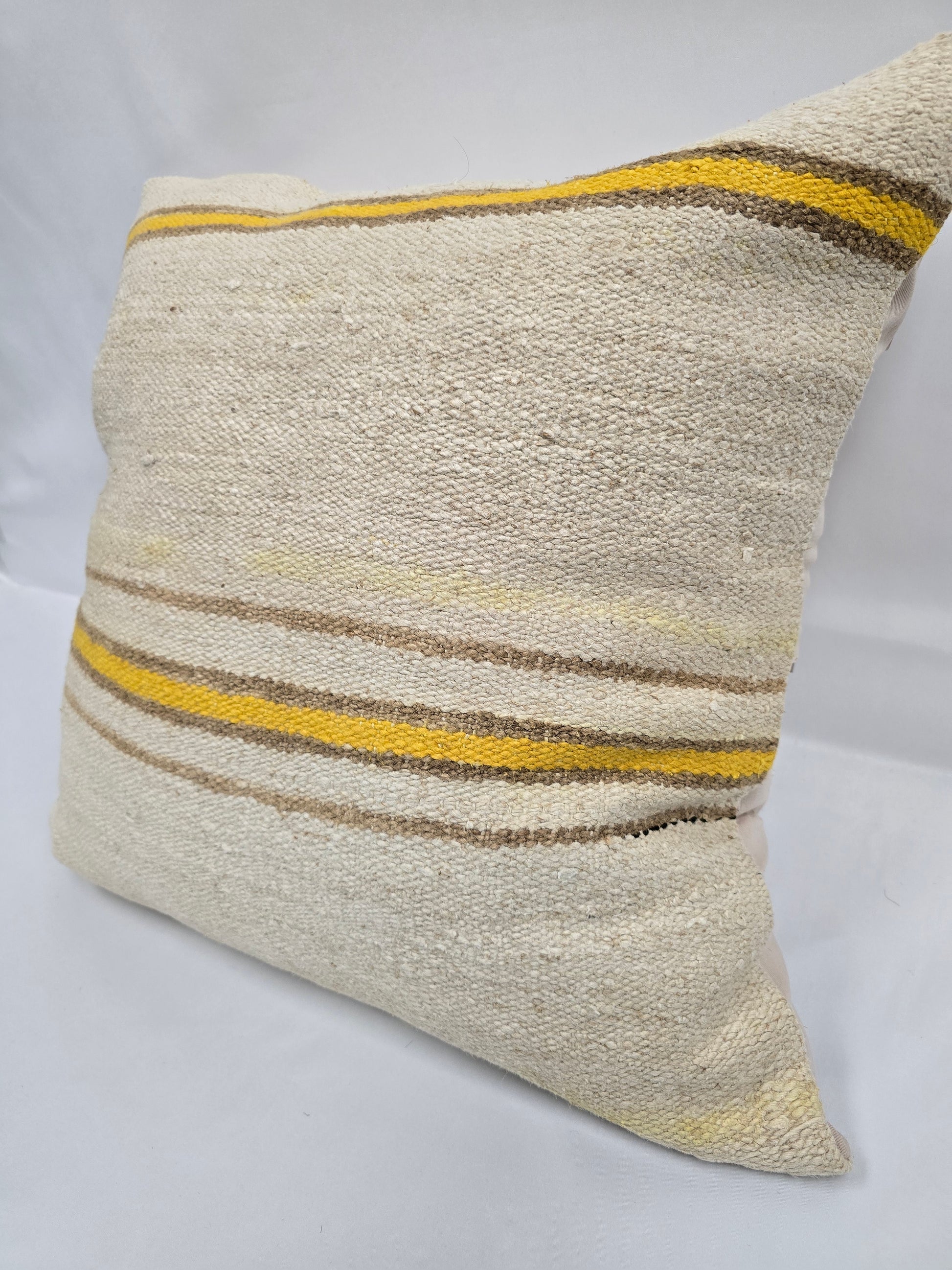 Turkish Hemp Pillow Natural Beige Yellow Brown Pillow Cushion Cover 24" x 24" #9259