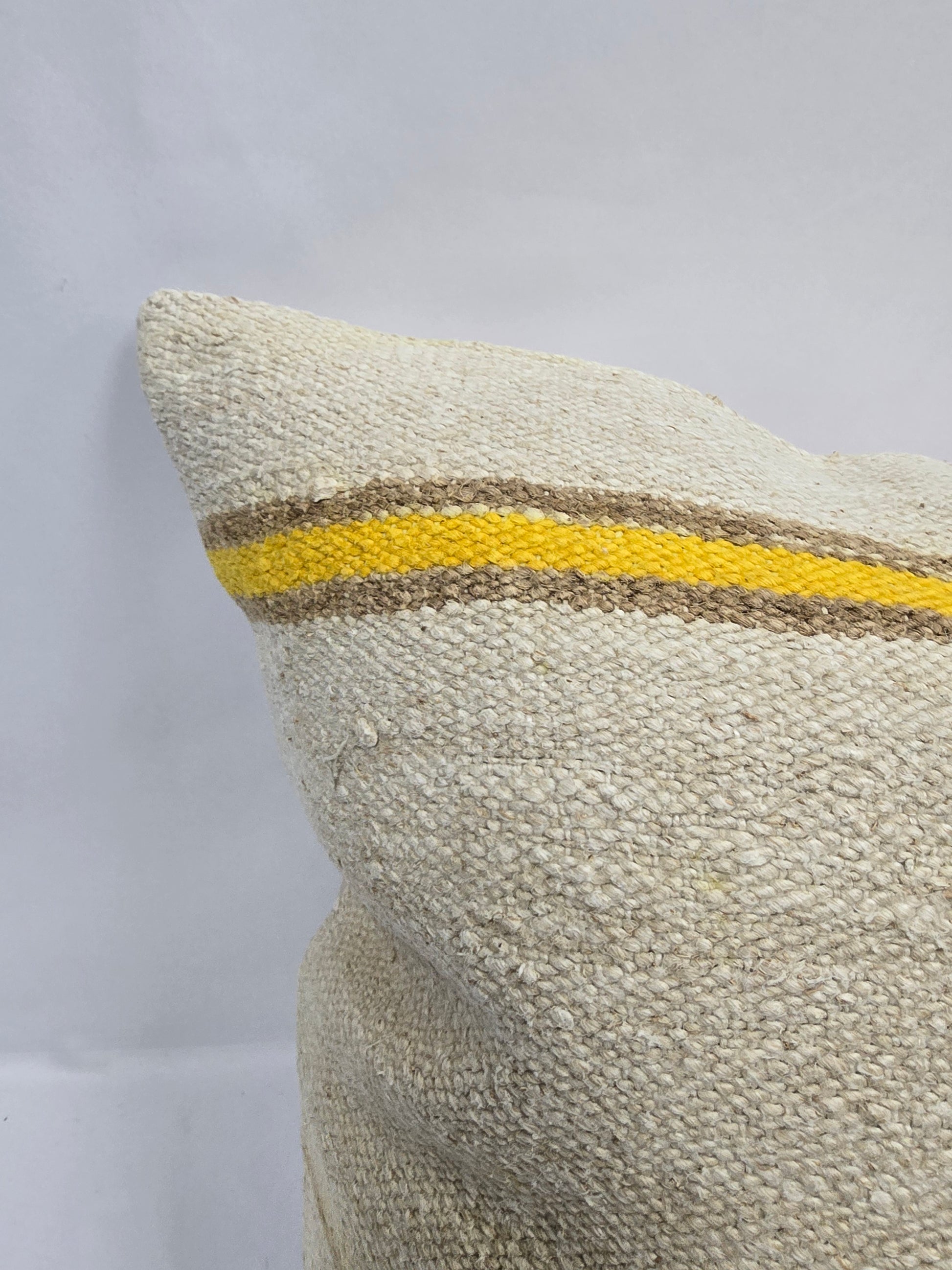 Turkish Hemp Pillow Natural Beige Yellow Brown Pillow Cushion Cover 24" x 24" #9259