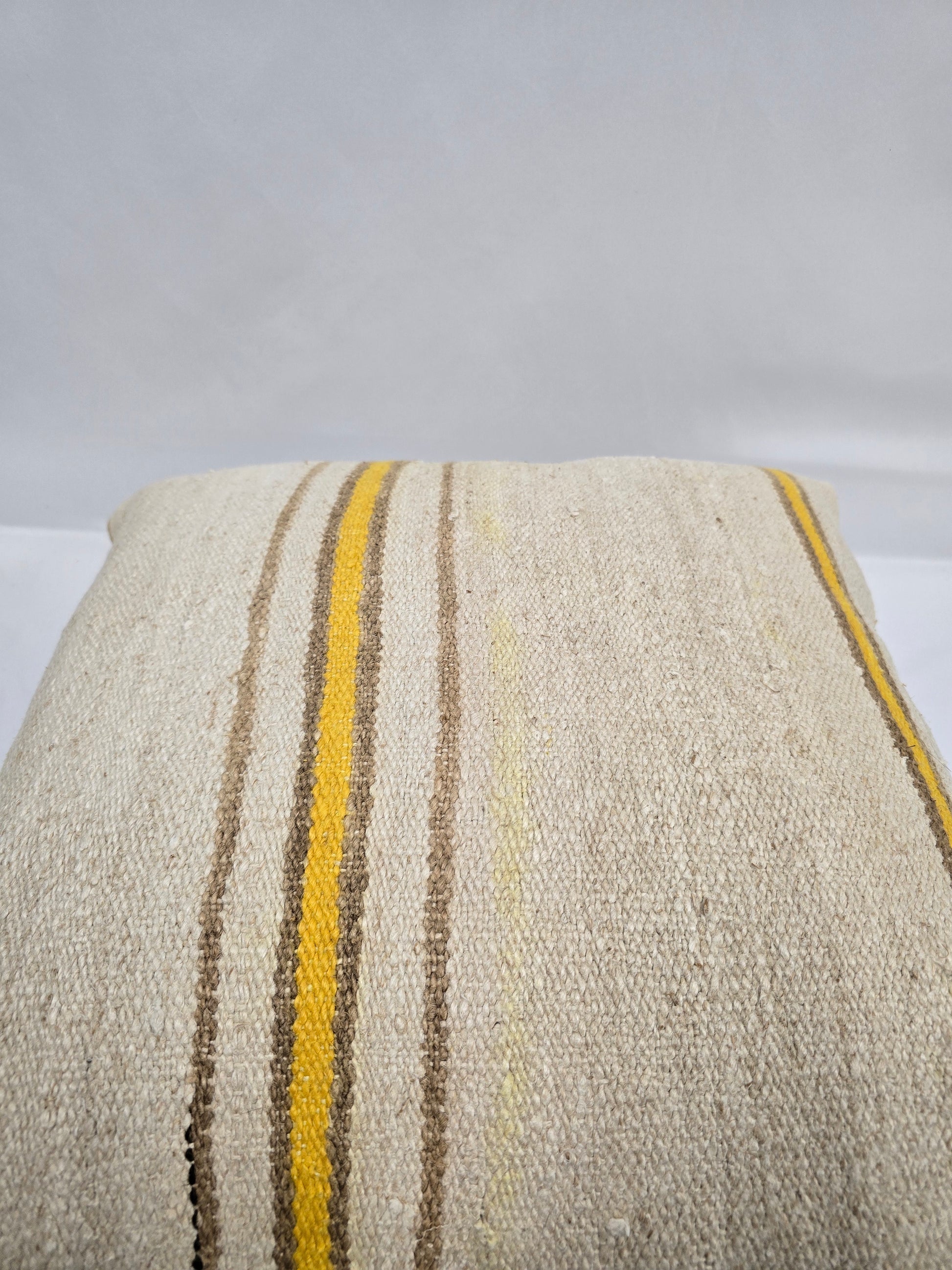 Turkish Hemp Pillow Natural Beige Yellow Brown Pillow Cushion Cover 24" x 24" #9259